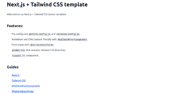 Screenshot of nextjs-tailwindcss-template