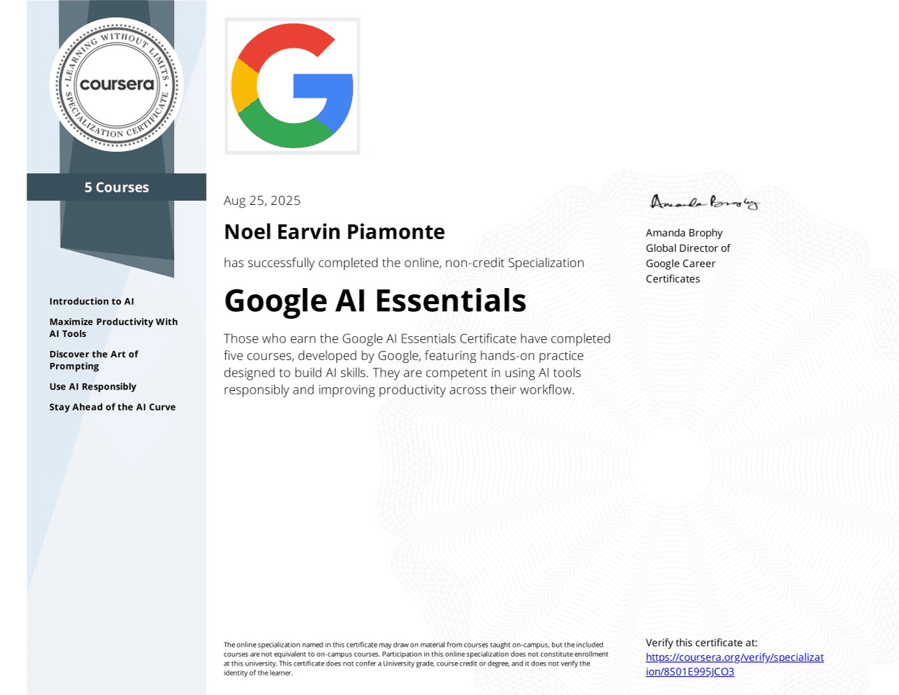 Screenshot of Google AI Essentials