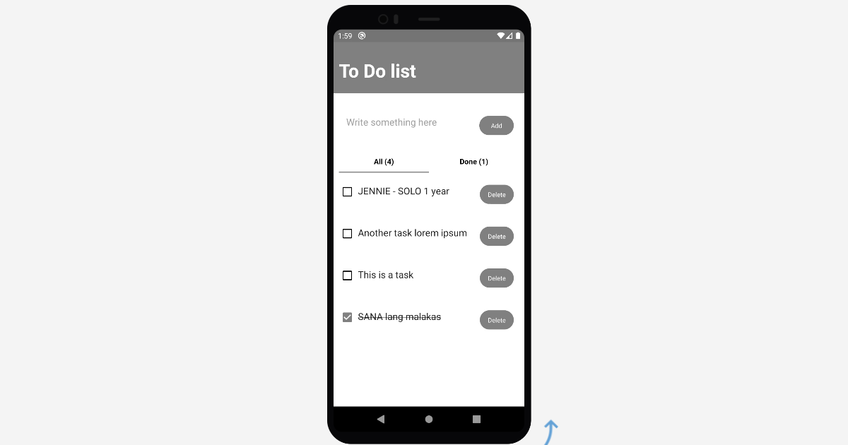 Screenshot of To Do list app demo