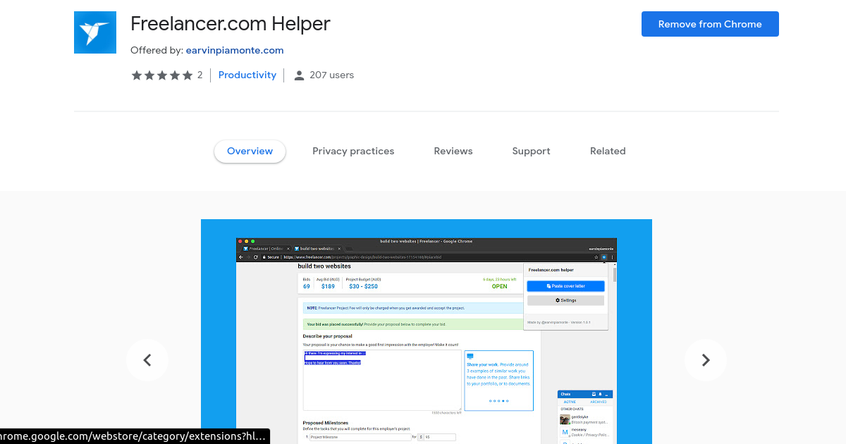 Screenshot of Freelancer.com Helper