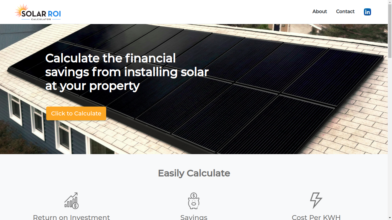 Screenshot of Solar ROI Calculator